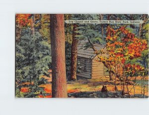 Postcard Log Chapel and Grove, Turkey Run State Park, Marshall, Indiana