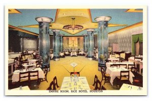 Empire Room Rice Hotel Houston Texas Postcard