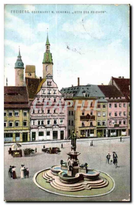 Old Postcard Freiberg Obermarkt M Otto Denkmal The Reichen