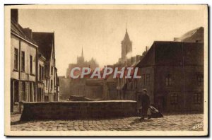 Old Postcard Amiens Street High Tanners In the background The bell tower lean...