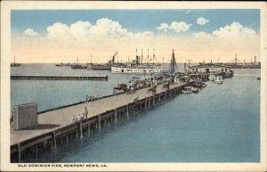 Newport News Virginia VA Old Dominion Pier Shipping Vintage Postcard