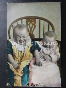 c1907 - A Duet, Two Babies Crying - Bamforth & Co Novelty Postcard