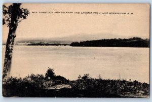 1940 Winnisquam New Hampshire NH Postcard Mountain Gunstock Belknap Laconia Lake