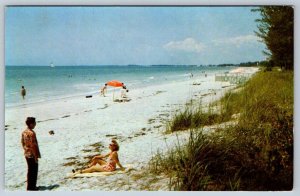 Beach Scene, Gulf Of Mexico, Florida, Vintage Chrome Postcard