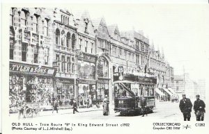 Yorkshire Transport Postcard - Hull - Tram in King Edward Street c1902- 2668