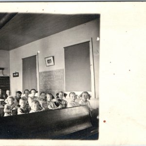 c1910s Iowa Pioneer School House RPPC Students Wood Burner Real Photo PC A124