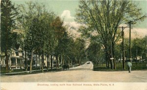 White Plains New Jersey Broadway Railroad Avenue 1908 Postcard 21-14331