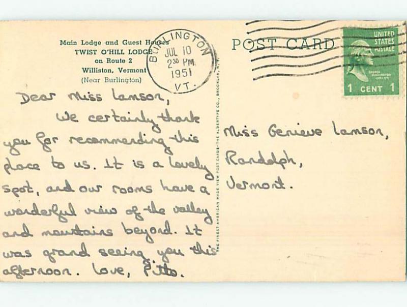 Linen LODGE SCENE Williston Vermont VT J7876