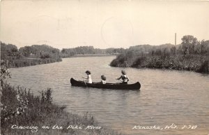 J27/ Kenosha Wisconsin RPPC Postcard c1945 Canoe Pike River  44