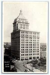 c1918 Life Building Street View Peoria Illinois IL RPPC Photo Unposted Postcard