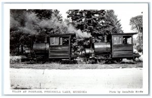 Train At Portage Peninsula Lake Muskoka Canada RPPC Photo Vintage Postcard