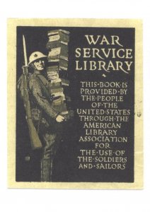 WW1 War Service Library Soldiers Old Military Service Bookplate Postcard