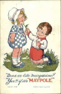 Food - Cute Kids Maypole Margarine - Cute Kids Romance c1910 Postcard