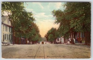 1910's WILLIAMSPORT MD POTOMAC STREET TROLLEY CAR PEOPLE'S PHARMACY POSTCARD