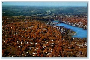 c1950's Aerial View Foreground St. Stephen St. Croix River Calais Maine Postcard