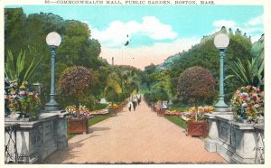 Vintage Postcard 1935 Commonwealth Mall Public Garden Boston Massachusetts MA