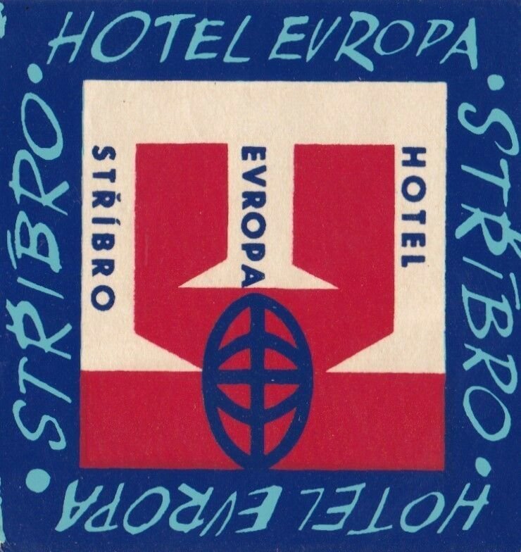 Czechoslovakia Stribro Hotel Europa Vintage Luggage Label lbl0866