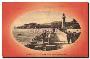 Old Postcard Marseille Jetee and Lighthouse St. Mary