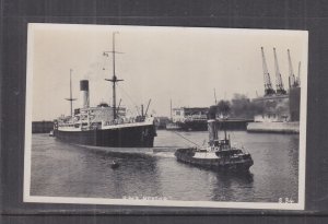 GREAT BRITAIN, LIVERPOOL, RIVER MERSEY, SHIP & TUGS, c1935 ppc., unused.