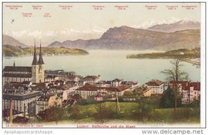 Switzerland Luzern Hofkirche und die Alpen