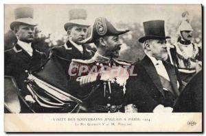 Postcard Old English sovereigns Visit in Paris 1914 King George V and M Poincare