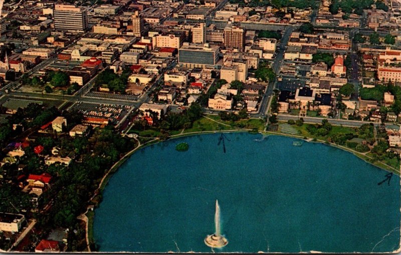 Florida Orlando Aerial View With Lake Eola