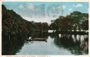 Vintage Postcard 1919 Passaic River at West Side Park Paterson New Jersey N. J.