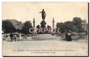 Old Postcard Paris Place de la Nation Monument Triumph of the Republic and Co...
