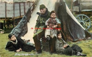 Native Ethnic Costume, Alien Immigrants, Man Smoking Pipe with Children