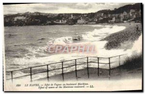 Old Postcard Le Havre Waves effect to the Maritime Boulevard