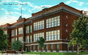 VINTAGE POSTCARD PERU HIGH SCHOOL PERU INDIANA MAILED FROM PERU 1941 CURTEICH