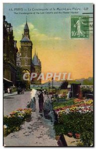 Paris Old Postcard The concierge and flower market