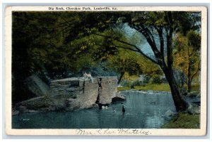 1919 Big Rock Cherokee Park Cliff River Louisville Kentucky KY Vintage Postcard