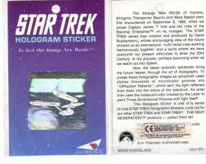 Star Trek, Starship Enterprise, Hologram Sticker, 1991, To Seek Out Strange New