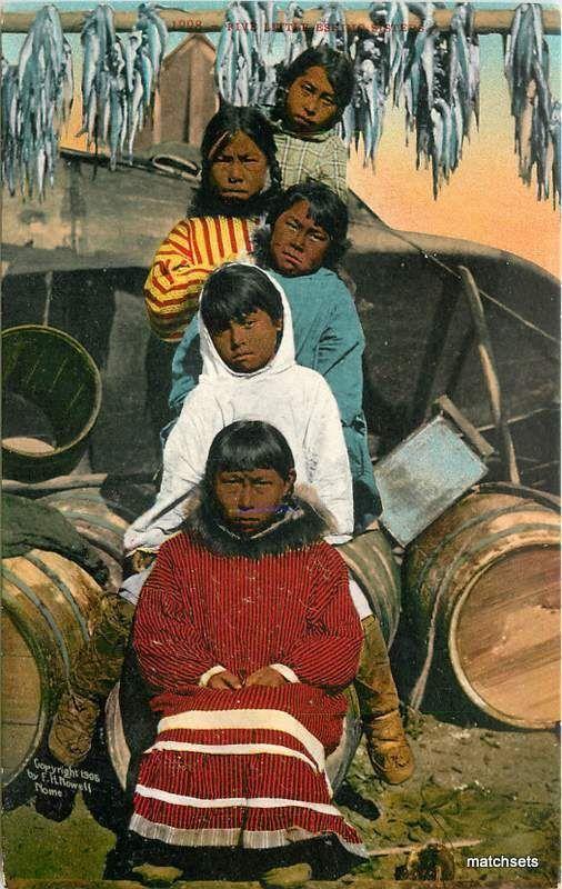 Circa 1910 ALASKA 5 Eskimo Sisters Edward H Mitchell 16436