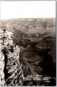 View From Bright Angel Lodge Grand Canyon Arizona AZ Real Photo RPPC Postcard
