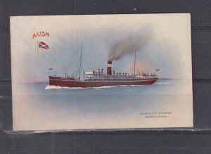 AUSTRALIA  S.S. WYANDRA , AUSN Co., 1909 ppc., used, Brisbane to Melbourne.