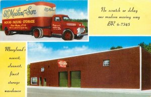 Postcard 1950s Maryland Baltimore Meekins Son moving truck advertising MD24-2032