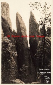 SD, Black Hills, South Dakota, RPPC, Needle Road, Twin Rocks, Rise Photo No 12