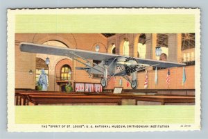 Smithsonian National Museum, Spirit Of St, Louis, Linen Washington DC Postcard