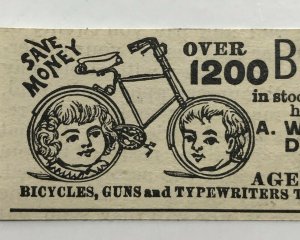 1884 Children's Bicycles Engraved Victorian Print Ad 2V1-40 