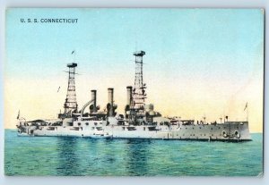 Connecticut CT Postcard USS Navy Battleship Warship World War II c1910 Vintage