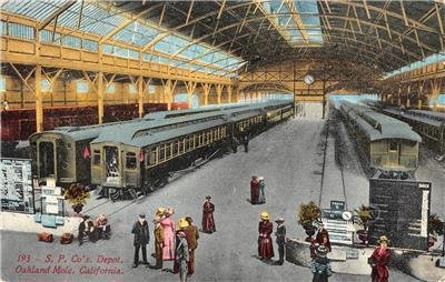 Southern Pacific Railroad Depot Trains Oakland Mole, CA Alameda Co 1914 Postcard 
