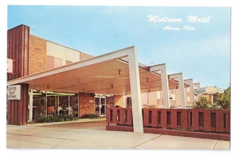 Midtown Motel Akron Ohio Postcard 1960's