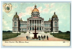 1908 State Capitol Building Fountain Des Moines Iowa IA Posted Antique Postcard