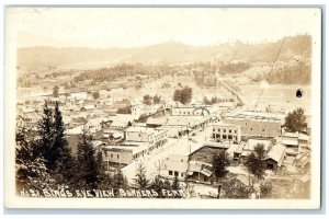 c1918 Birds Eye View Of Town Mountains Bonners Ferry ID RPPC Photo Postcard