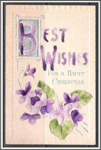 Best Wishes For A Happy Christmas - Flowers - Embossed - [MX-169]