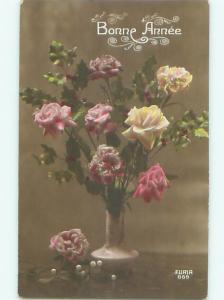 tinted rppc c1910 BEAUTIFUL FLOWERS AC9286