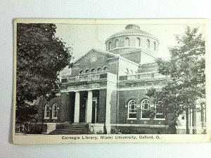 Vintage Postcard 1920 Carnegie Library Miami University Oxford OH Ohio 