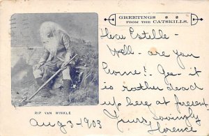 Rip Van Winkle Catskill Mountains, New York, USA 1903 writing on front, posta...